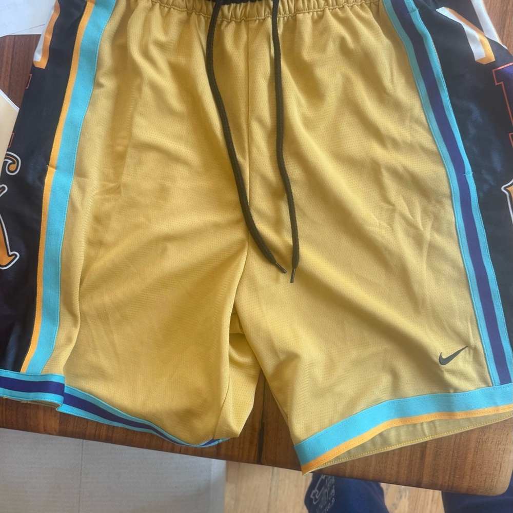 Nike Men's Gold and Black Sports Shorts
